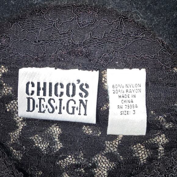VTG Chico's Design Button Up Top Womens Size X-Large Black Lace Whimsigoth Y2K - Picture 3 of 5